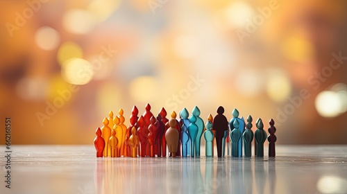 inclusion, equality and diversity concept, colored figures on the table with the blur background