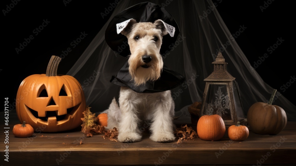  Wirehaired Pointing Griffon dressed up for halloween