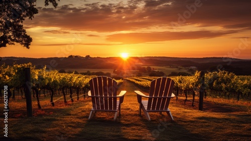 A peaceful vineyard at sunset for a romantic wine-themed call