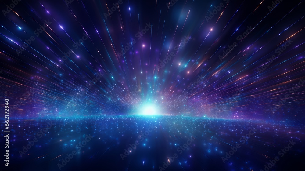 Abstract hyper space with cosmic particles and lights