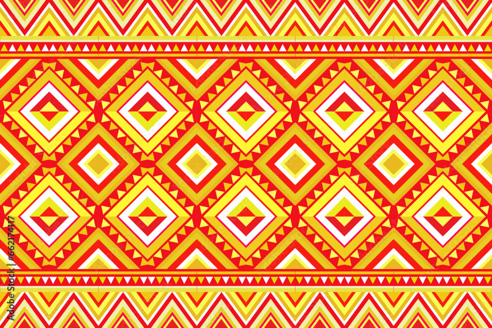 Traditional ethnic fabric pattern, seamless pattern design for textiles, rugs, wallpaper, clothing, sarong, scarf, batik, wrap, embroidery, print, background, vector illustration. thai fabric