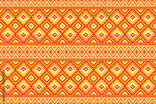 Traditional ethnic fabric pattern, seamless pattern design for textiles, rugs, wallpaper, clothing, sarong, scarf, batik, wrap, embroidery, print, background, vector illustration. thai fabric