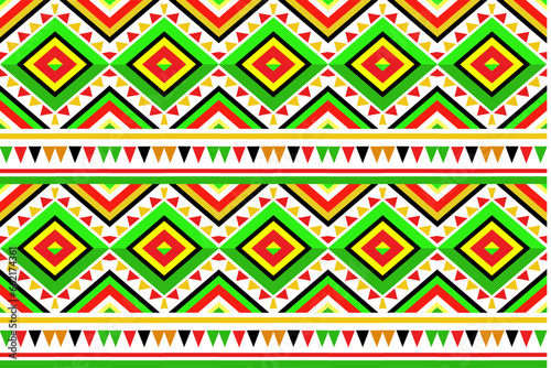 Wallpaper Mural Traditional ethnic fabric pattern, seamless pattern design for textiles, rugs, wallpaper, clothing, sarong, scarf, batik, wrap, embroidery, print, background, vector illustration. thai fabric Torontodigital.ca