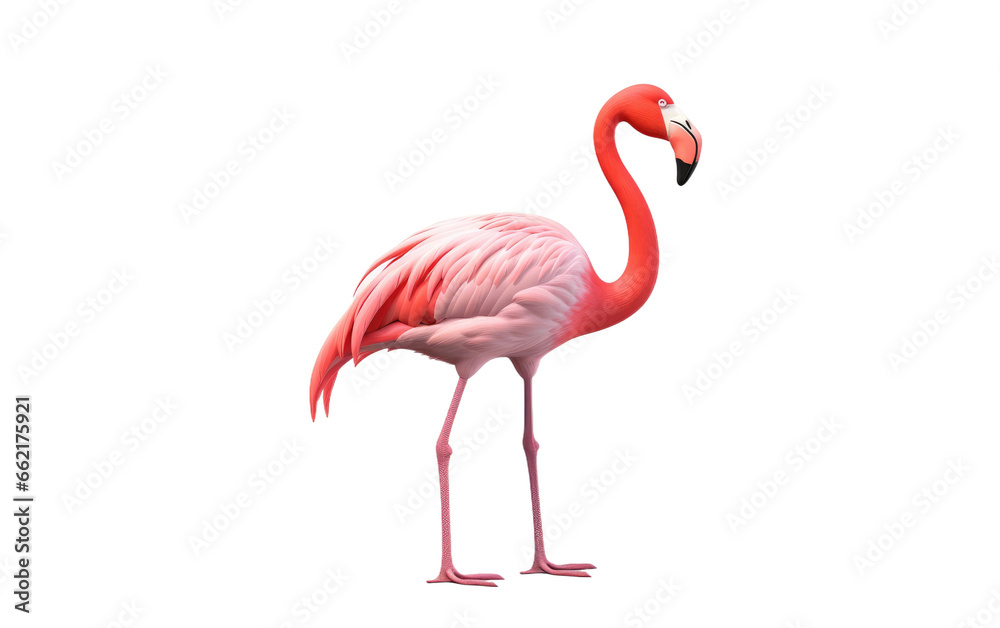 Attractive Pink Flamingo 3D Cartoon Render Isolated on Transparent Background PNG.