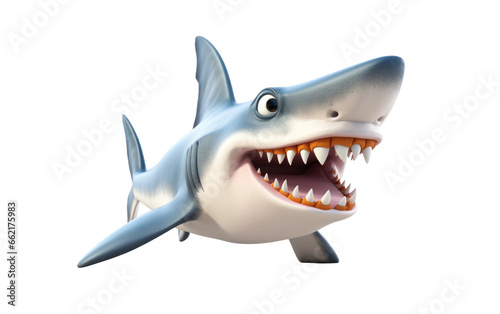 Stunning Hammerhead Shark 3D Cartoon Render Isolated on Transparent Background PNG.