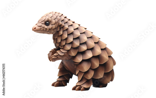 Standing Cute Pangolin 3D Cartoon Render Isolated on Transparent Background PNG.