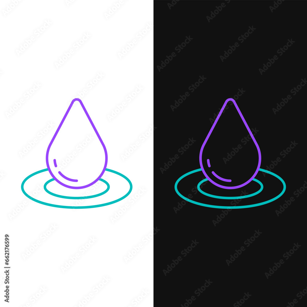 Fototapeta premium Line Water drop icon isolated on white and black background. Colorful outline concept. Vector