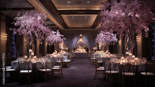 Hotel ballroom wedding with crystal decor © Cloudyew