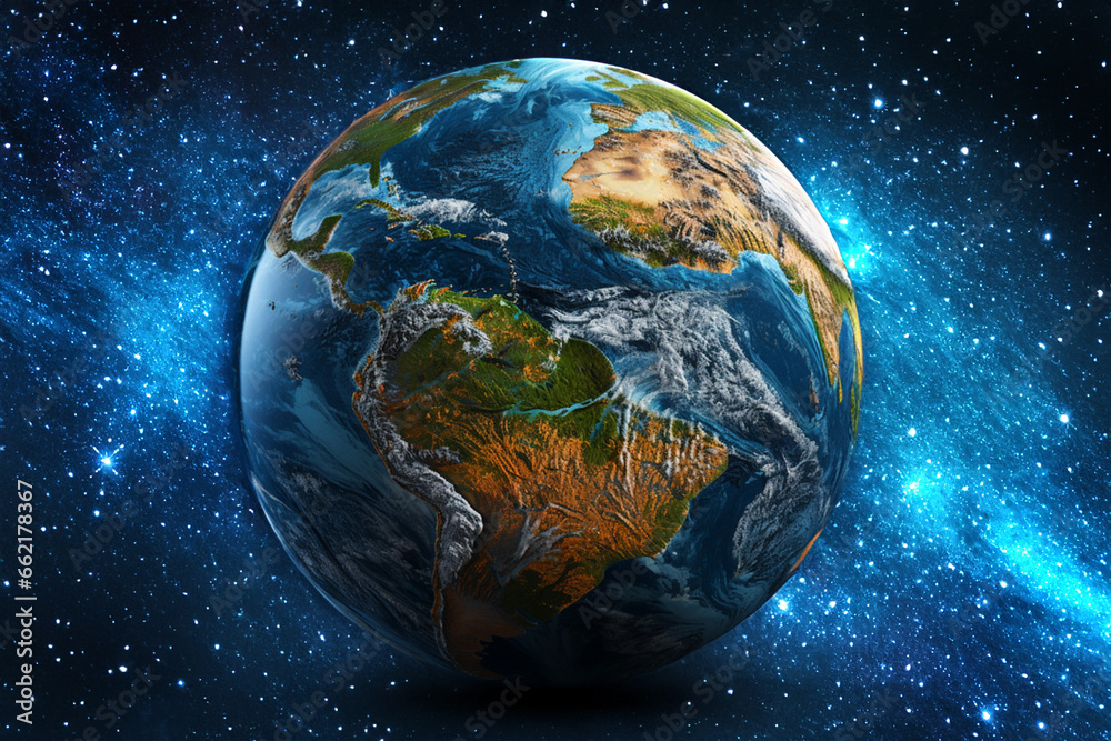 Obraz premium earth planet in space in starry sky