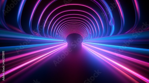 3d render of abstract neon tunnel