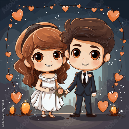 Wedding hand-drawn comic illustration. Wedding. Vector doodle style cartoon illustration