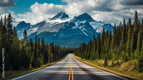 A road leading to a majestic mountain range
