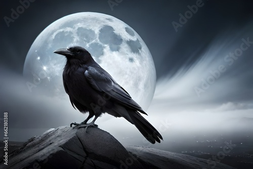 crow on the moon