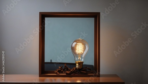 A light bulb in the front of photo frame