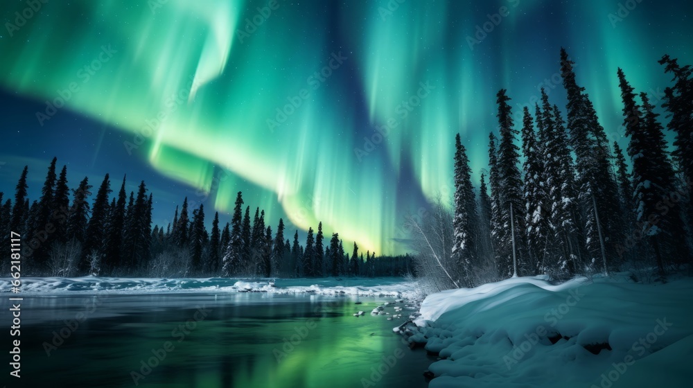 Ethereal northern lights dancing in the sky