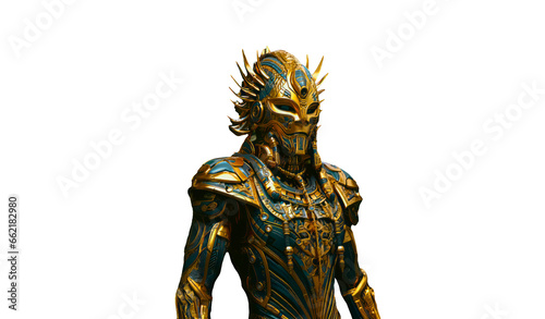 Golden Pharaoh standing Cutout on transparent PNG , AI Generated 