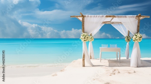 Fototapeta Naklejka Na Ścianę i Meble -  Tropical beach wedding with turquoise waters