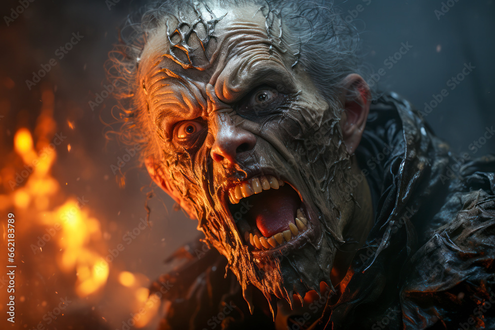 Obraz premium Gruseliger Untoter, Vampir, Zombie, Generative AI