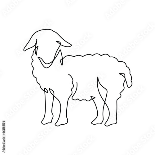 Vector continuous one line sheep illustration