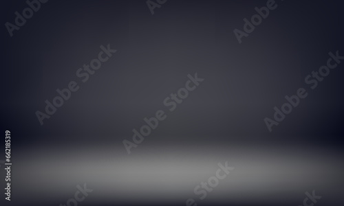 Empty black studio room and light backgound. Abstract dark empty studio room texture. Empty modern white color studio table room background. Vector illustration.