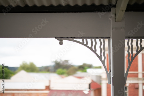 Photography Vintage timber balcony roof decorative frame rural farm town sky