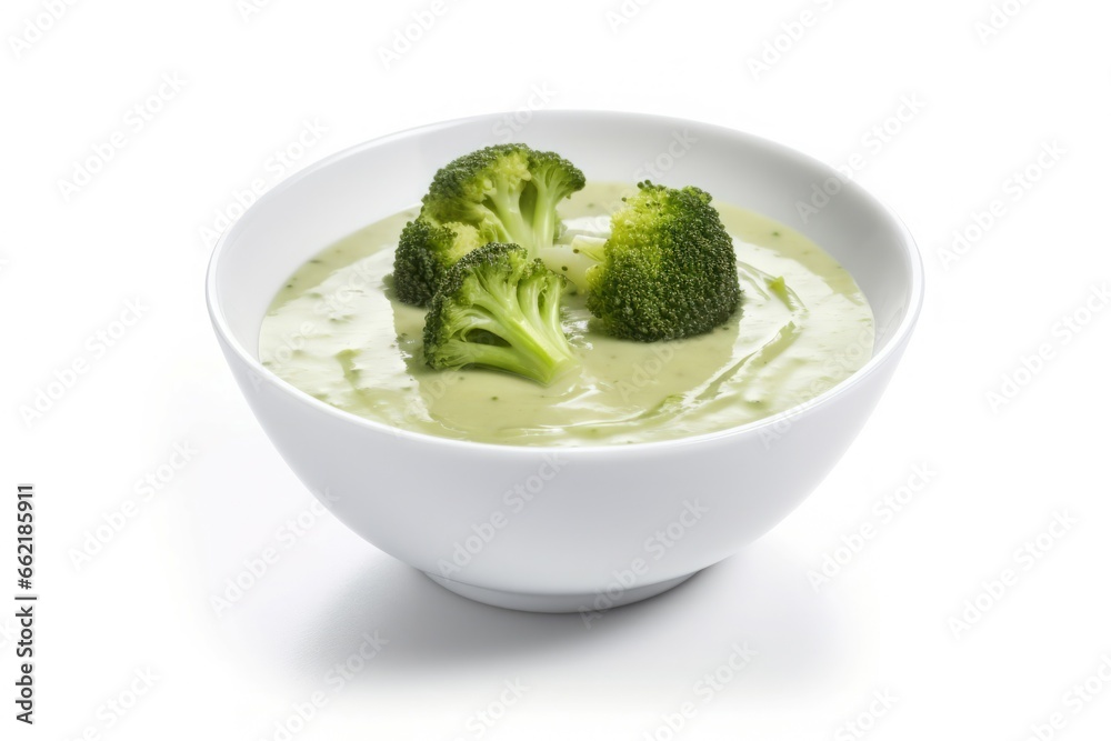 Broccoli cream soup. Fresh bowl of organic healthy food. Generate Ai