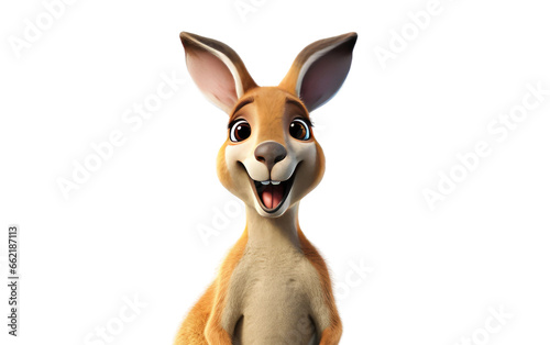 Smiling Cute Kangaroo 3D Cartoon Render Isolated on Transparent Background PNG. © Haider