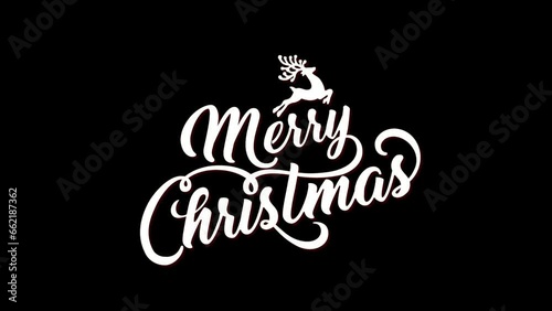 Merry Christmas text animation. Christmas wish on transparent background. Motion graphics animation.