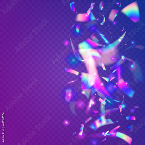 Birthday Glitter. Bright Foil. Light Tinsel. Retro Christmas Wallpaper. Laser Burst. Hologram Effect. Modern Art. Pink Disco Confetti. Purple Birthday Glitter