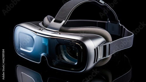 A close-up of a high-tech virtual reality headset