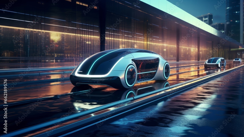 A futuristic concept of AI-driven autonomous vehicles