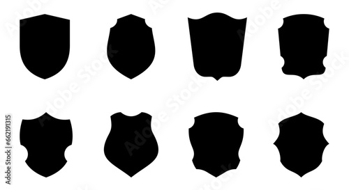 Shield vector glyph icon set. Coat of arm emblem. Privacy, secure