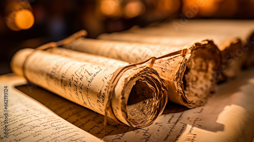 The ancient scrolls of philosophical wisdom, philosophy, blurred background