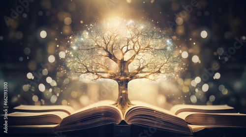 The tree of knowledge with philosophical branches, philosophy, blurred background