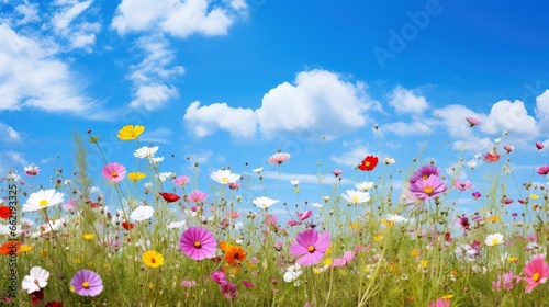 Colorful natural spring landscape with with flowers  soft selective focus