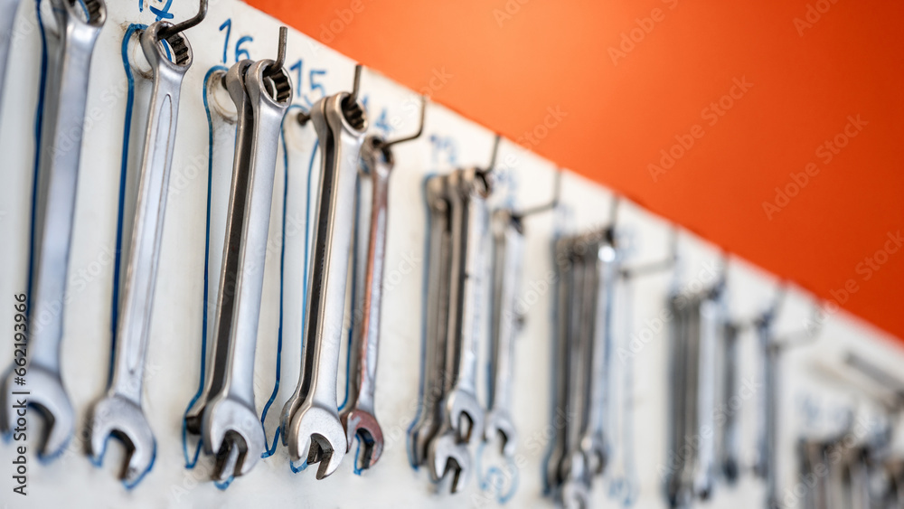 Combination wrench spanner hanging on storage board Combination wrench spanner hanging on storage board