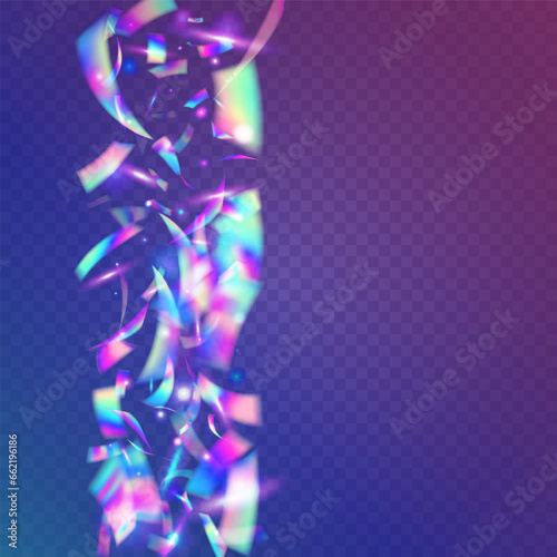Neon Effect. Crystal Art. Blue Laser Glitter. Light Tinsel. Disco Carnaval Decoration. Iridescent Sparkles. Blur Prism. Festive Foil. Pink Neon Effect