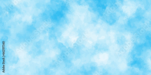 Abstract shinny Summer seasonal natural cloudy blue sky background,Hand painted watercolor shades sky clouds, Bright blue cloudy sky vector illustration. 
