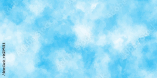Abstract shinny Summer seasonal natural cloudy blue sky background,Hand painted watercolor shades sky clouds, Bright blue cloudy sky vector illustration.	