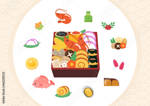 お節料理のイラスト素材集