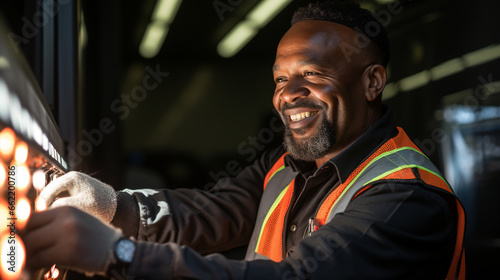 Safety First: A trucker performing a safety check before hitting the road, highlighting the commitment to safe transport.