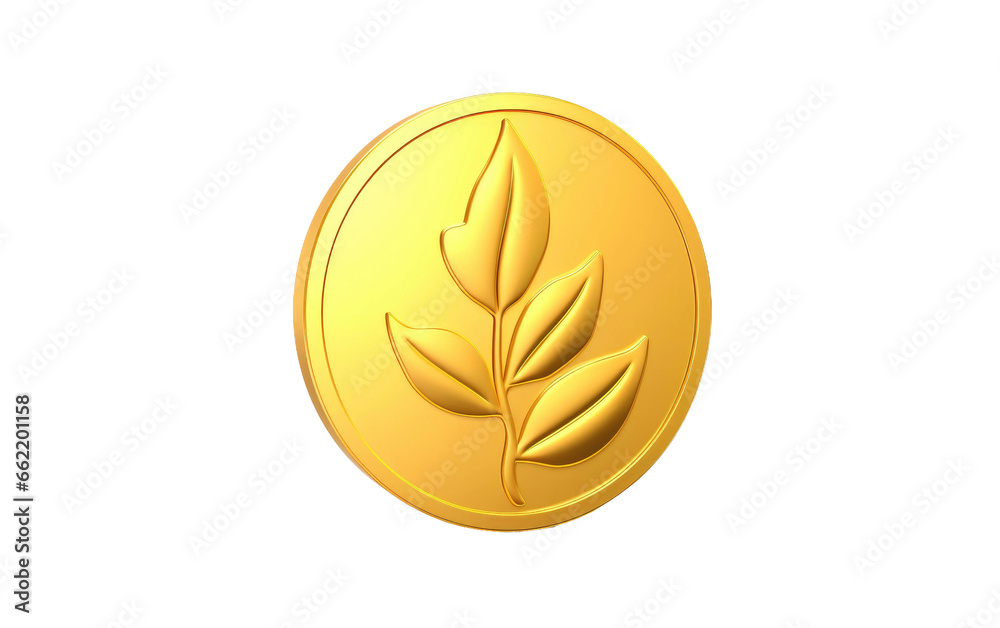 Beautiful Golden Coin 3D Icon with Cartoon Style Isolated on Transparent Background PNG.