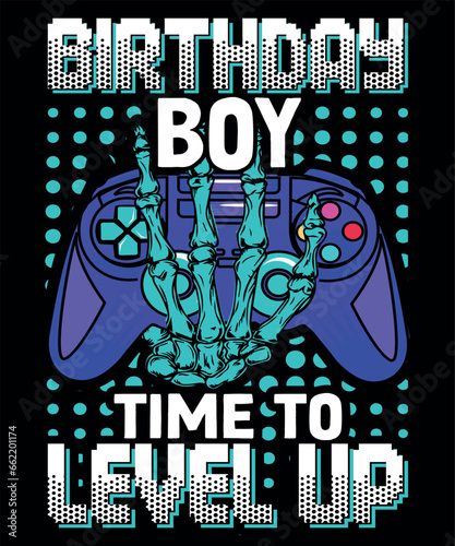 Birthday boy gaming vector tshirt design