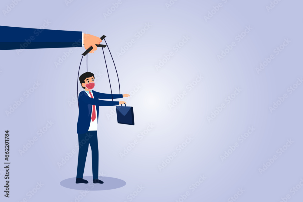 Businessman controlled from above like a puppet Businessman controlled from above like a puppet