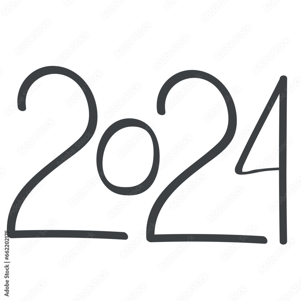 2024 in doodle style, vector 2024 in doodle style, vector