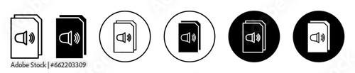Audio file icon. Mp3 audio file format symbol set. listen audio multimedia tune vector sign. Mp3 audio tone line logo