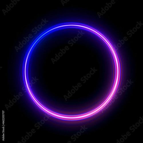 abstract glowing circle. glowing neon lighting on dark background.