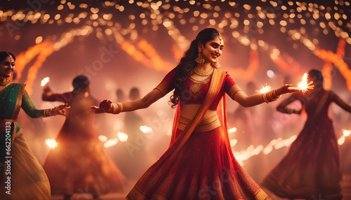 A girl The Power and Beauty of Women's Diwali Dance in High-Quality ai generated