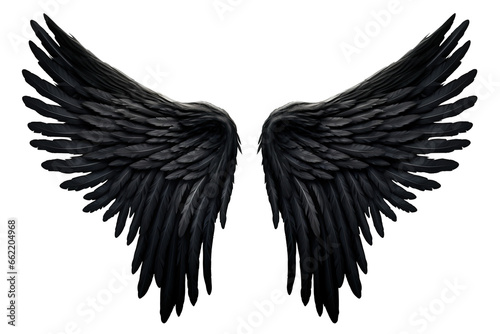 spread black dark demon feather angel wings on transparent background © EOL STUDIOS