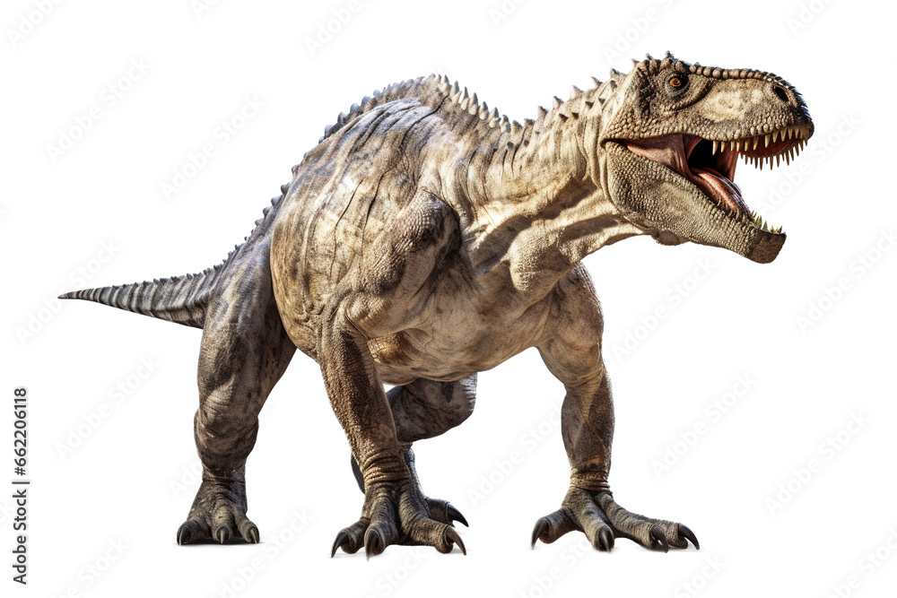 Fototapeta premium full body of a roaring carnivorous dinosaur on transparent background